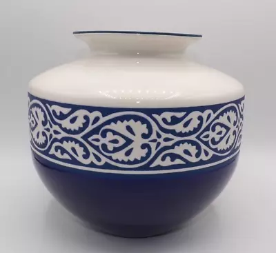 Buy Large Retro Hornsea Pottery Bulbous Vase Kensington Pattern Blue & White • 9.99£