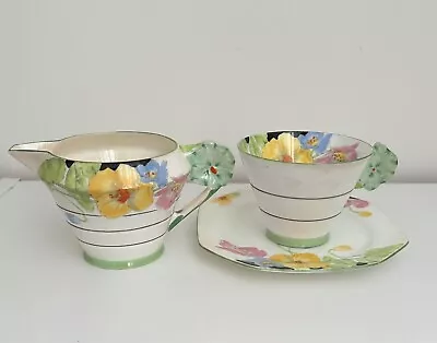 Buy Paragon China Art Deco Iceland Poppy”Queen Mary Tea Cup Plate Jug, Flower Handle • 49.99£