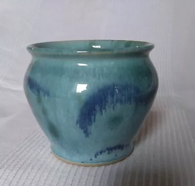 Buy Vintage Studio Pottery Hand Thrown Blue & Turquoise Pot • 10£