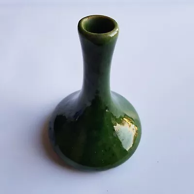 Buy 1930s Belgium Dark Green Drip Glaze Art Pottery Ceramic Vase 13cm VTG Art Deco • 31.50£
