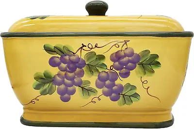 Buy Kitchen Decor Grape Desing Tuscany Wine Bread Canister Box • 62.58£