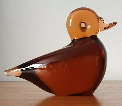 Buy Vintage Mid Century Wedgwood Amber Glass Bird Duck Paperweight • 12£
