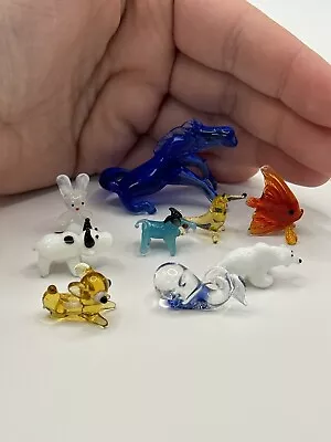 Buy Vintage Miniature Hand Blown Colored Art Glass Animal Figurines Trinkets Lot • 18.90£