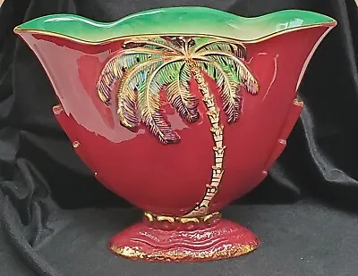 Buy Vintage Beswick Ware England Burgundy Palm Tree Vase Gold Trim Beautiful 1065 • 61.50£