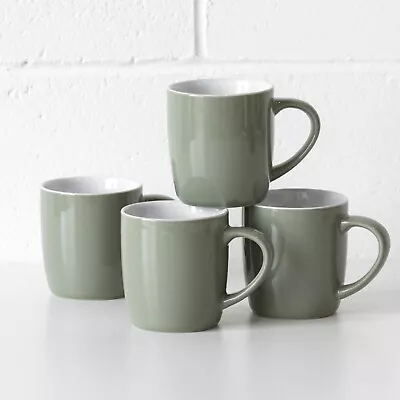 Buy Set Of 4 Sage Green Coffee Mugs 10oz Dishwasher Safe Tea Hot Chocolate Cups • 22£