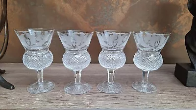 Buy 4 Vintage Edinburgh Crystal Thistle Etched 13 Cm Wine Glasses Signed • 99.99£