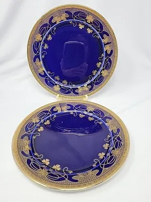 Buy Set 2 Antique Sarreguemines Cobalt Blue 7  Dessert Plates  • 24.07£