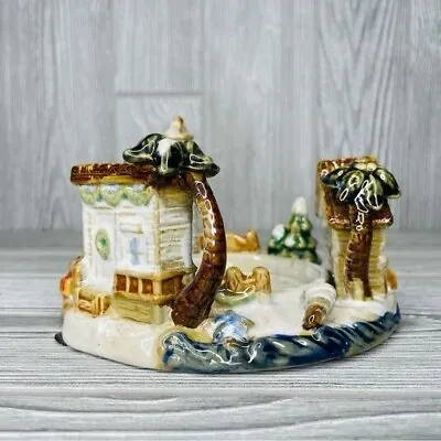 Buy Glazed Ceramic Tropical Christmas Beach House Jar Candle Holder Stand Decoration • 32.66£