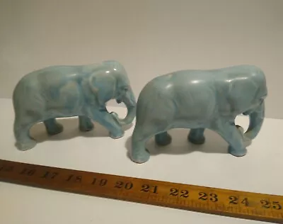Buy Sylvac, Wade Heath ? Pair  Blue Ceramic Elephant Figures 10cm High One A/F Chip  • 24£