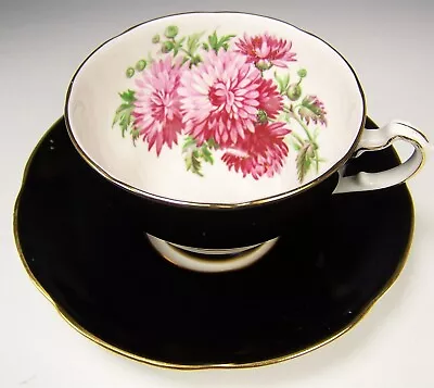 Buy Vintage Adderley Black With Chrysanthemum Pattern Tea Cup & Saucer  • 33.61£