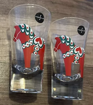 Buy Sagaform Set Of (2) Shot Glasses With Akta Dalahenslojd Horse 2 Oz-Tall-Fluted • 7.20£