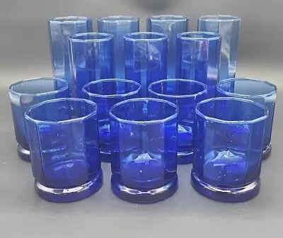 Buy 14- Anchor Hocking COBALT BLUE Glass Tumblers Vintage Glassware.  • 42.68£