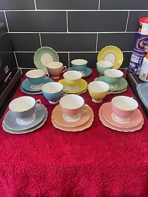 Buy Colclough Harlequin, 11 Cups, 10 Saucers, 6 Tea Plates, Mixed Old& New. • 19.99£