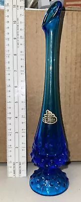 Buy Vintage Fenton Cobalt Blue Hobnail Swung Glass Bud Vase Mid Century 10.5” Tall • 38.35£