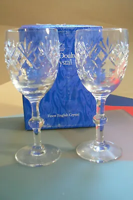 Buy Royal Doulton Lead Crystal Georgian Hock Glass X2 • 37.99£