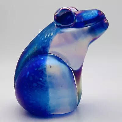 Buy John Ditchfield Iridescent Lovely Art Glass Blue Frog Signed On Base • 95£