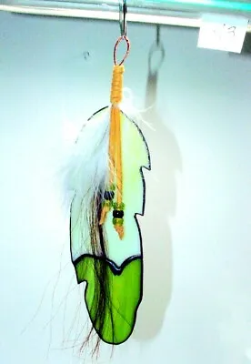 Buy 9  L Stained Glass EAGLE FEATHER Suncatcher For Window Handmade In USA #4 • 24.89£