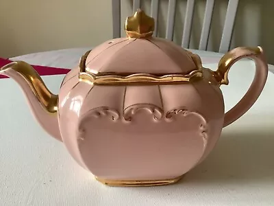 Buy Vintage Sadler Cube Teapot Pink With Gold Gilding  • 50£