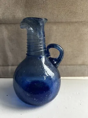 Buy Vintage Cobalt Blue Hand Blown? Glass Jug Vase • 10£