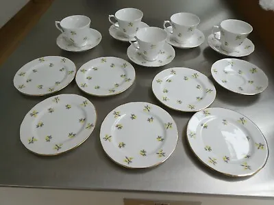 Buy Royal Kent Fine Bone China 5 Tea Cups, 6 Saucers & 6 Cake Plates Yellow Flowers • 19.99£