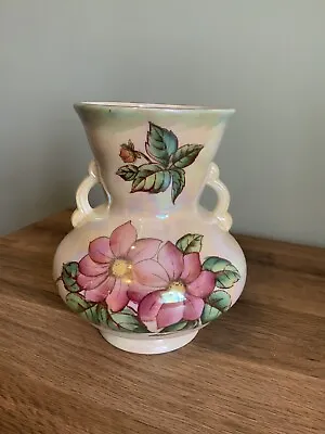 Buy Vintage Maling 'Dahlia' Twin Handled Pearl Lustre Ware Vase. • 15£