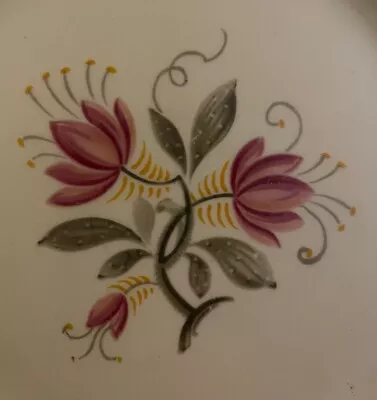 Buy Vintage WOODS Floral Plate 9” Ivory Ware Pink Flower Stylised Decorative 40s 50s • 3£
