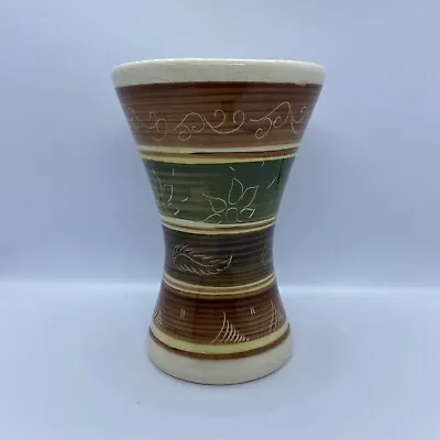 Buy Vintage Studio Welsh Dragon Pottery,  Green/brown Banded Vase • 6.50£