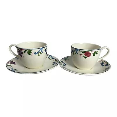 Buy Poole Pottery Cranborne Cups And Saucers X 2 White Fruit Pattern Ceramic • 12.99£