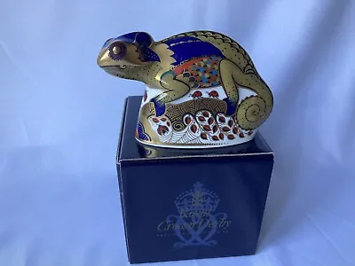 Buy Boxed  Royal Crown Derby ,CHAMELEON , Gold Stopper , Very Good Condition • 95£