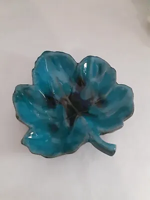 Buy Blue Mountain Maple Leaf Trinket Dish 7x6  Glazed Canadian Pottery Bluey Green  • 16.99£