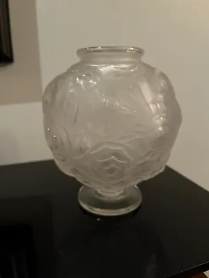 Buy Original French Art Deco Ball Vase Signed Sabino France Frosted Glass Floral 30s • 473.23£