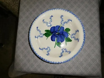 Buy Vintage Serving Bowl White With Blue Iris Lovely! • 8.20£