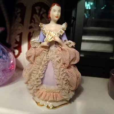 Buy Fabulous Vintage Miniature Linder Kueps Bavaria Porcelain Pink Lace Lady Figure • 19.99£