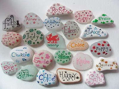 Buy Hand Painted Keepsakes - Personalised Names On Sea Glass, Pottery & Pebbles • 12£