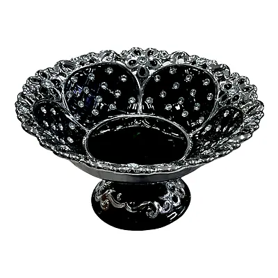 Buy NEW Sparkly Fruit Dish Bowl Silver Black Ceramic Italian Style Bling Kitchen  • 39.99£