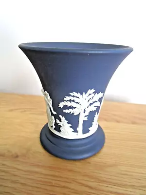 Buy Wedgewood JASPERWARE Dark Portland Blue - Small Trumpet Vase ' Dancing Hours ' • 4.99£
