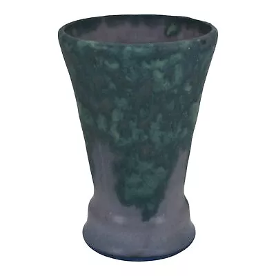 Buy Robinson Ransbottom National Pottery 1930s Vintage Orchid Blue Drip Ceramic Vase • 182.99£