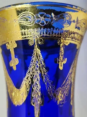 Buy Cobalt Blue Interglass Italy Crystal Gold GiltHand-painted Champagne Flute  • 70.99£