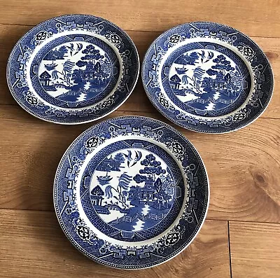 Buy Vintage Blue Willow Three 10  Dinner Plate Warranted W Adams & Sons Tunstall • 19.99£