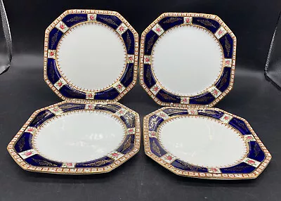 Buy 4 Vintage Art Deco Royal Stafford Fine Bone China Side Plates Cobalt Blue & Gold • 14.45£