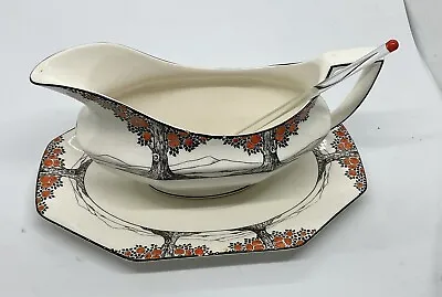 Buy Crown Ducal Orange Tree  Octagonal Gravy Boat With Its Underplate And Rare Spoon • 65£