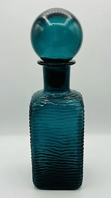 Buy Vintage Empoli Ripple Teal Square Decorative Bottle Decanter  • 95£