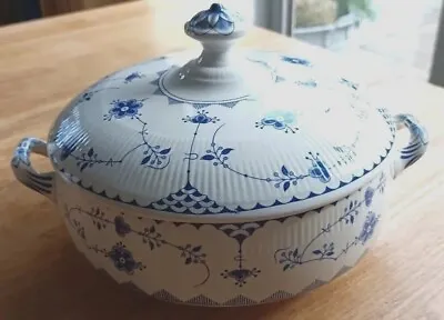 Buy Two Vintage Furnivals Blue Denmark Covered Vegetable Tureen. Mint Condition. • 29.50£