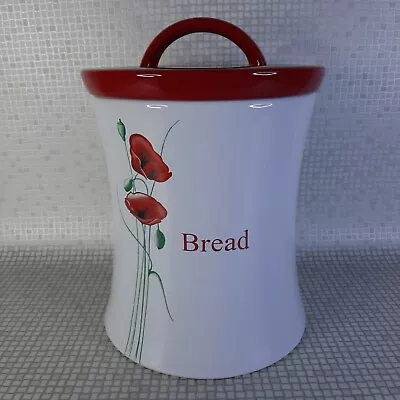 Buy Dunelm Ceramic Poppy Bread Bin Crock Storage Box Jar Waisted White Red Poppies • 39.99£