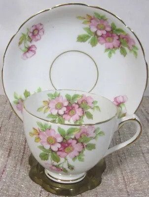 Buy Vintage Duchess Cup And Saucer Set, Pink Flowers, Bone China, Gold Trim • 5.78£