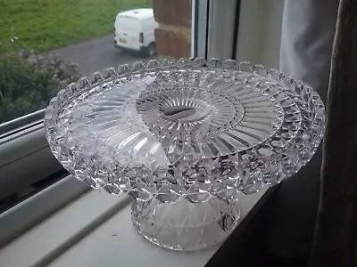 Buy Vintage Cut Glass American Pedestal Cake Stand With Rum Well Possibly Fostoria • 35£
