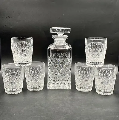 Buy Vintage Bohemia Hand Cut Lead Crystal Whiskey Decanter & 6 Matched Glasses EUC • 66.36£
