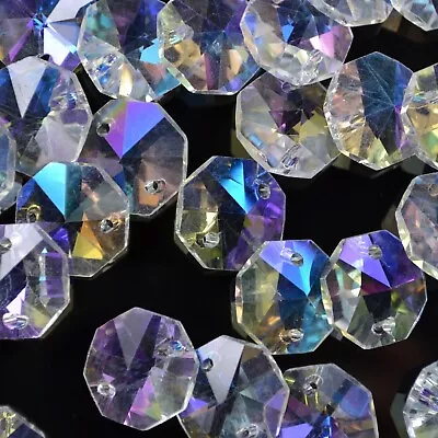 Buy Chandelier Glass Octagon 10,12,14,16,18,20,22mm Suncatcher Beads - Pick Colour • 4.85£