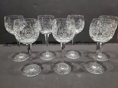 Buy (7) Wine Hocks Glasses 7-1/2  Cut Diamonds Pinwheel Buzzstar Crystal Facet Stem • 85.30£