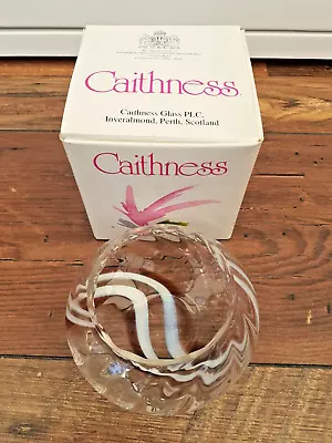 Buy Vintage Caithness Clear Glass Brown & White Swirled Swirl Small Bowl Boxed • 6.95£